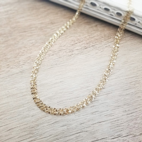 Layered 14K Gold Necklace Dainty Thin Chain - Picture 4 of 5